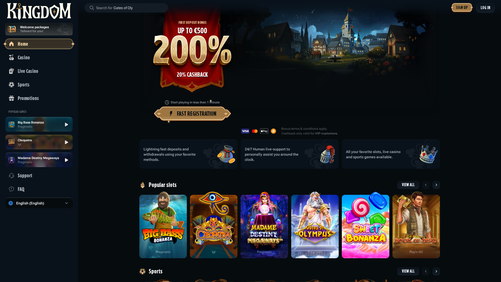Kingdom Casino desktop screenshot