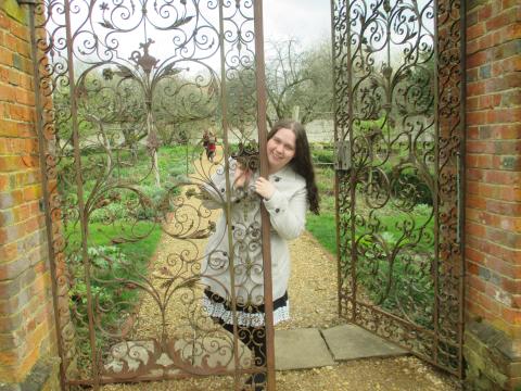 Entering the garden at Chawton House through the iron gate